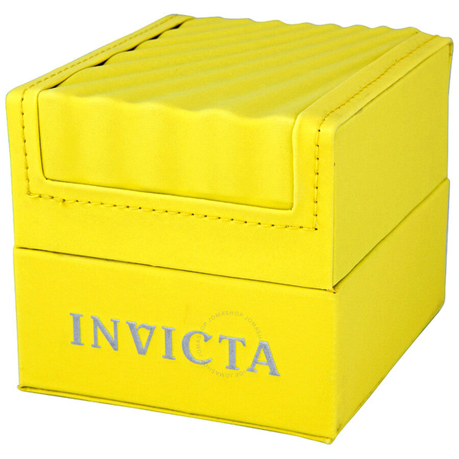 Yellow Invicta branded watch box for Elegant Ocean chronograph men's watch