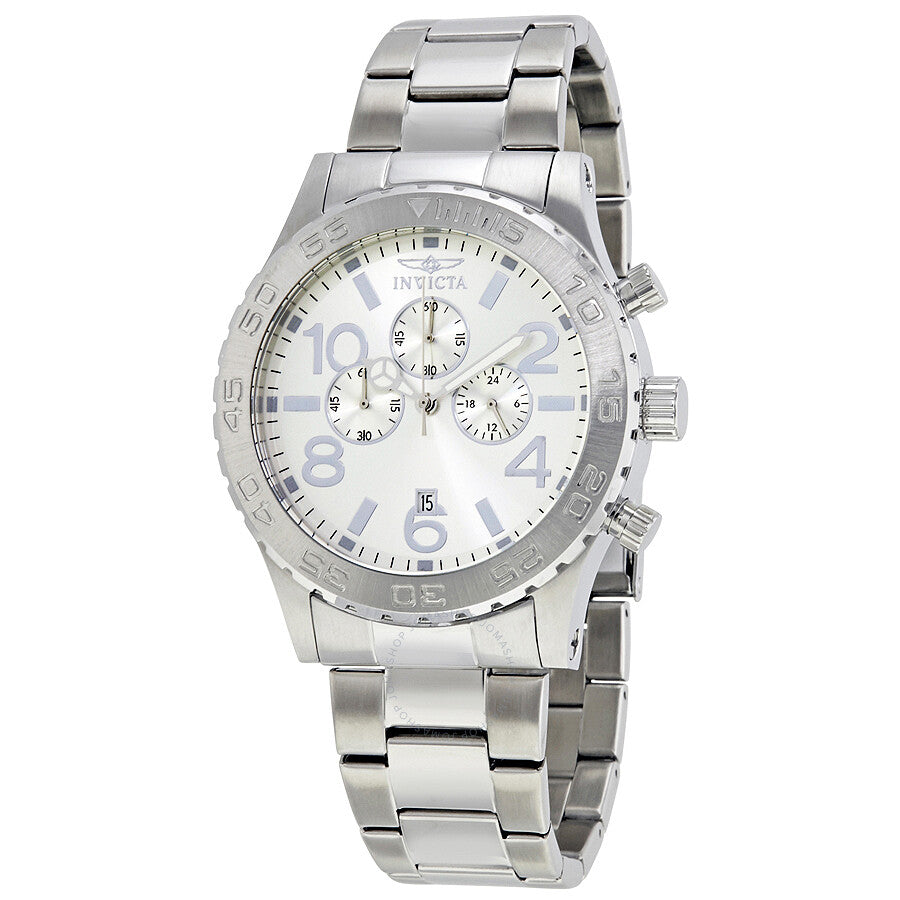 Invicta Elegant Ocean chronograph men's watch with white dial and stainless steel bracelet