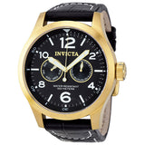 Invicta Specialty Military Black Dial Black Leather Men's Watch 10491 - The Watches Men & Co