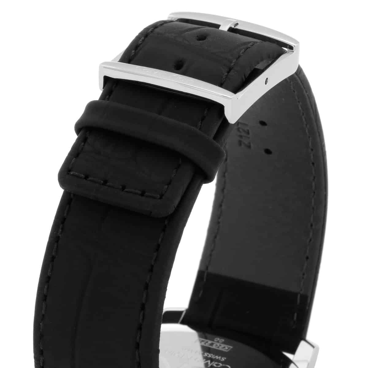 Calvin Klein City watch black leather strap with stainless steel buckle detail