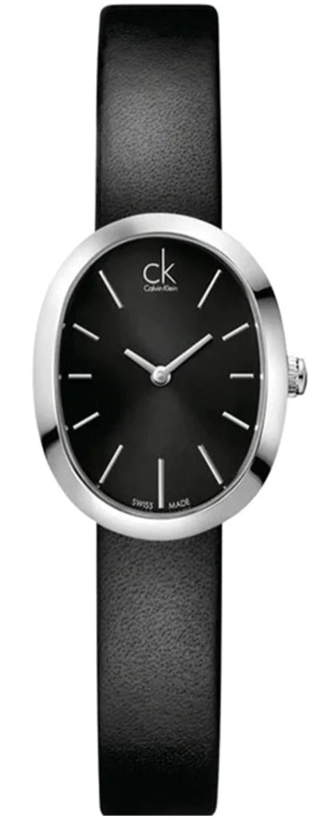 Calvin Klein Incentive watch with black dial and black leather strap