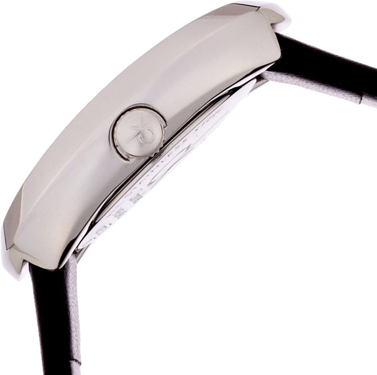 Calvin Klein Incentive watch side profile showing case thickness and crown