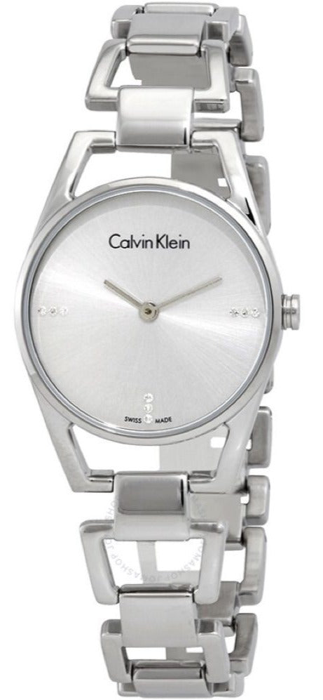 Calvin Klein Dainty Diamonds silver dial ladies watch on wrist