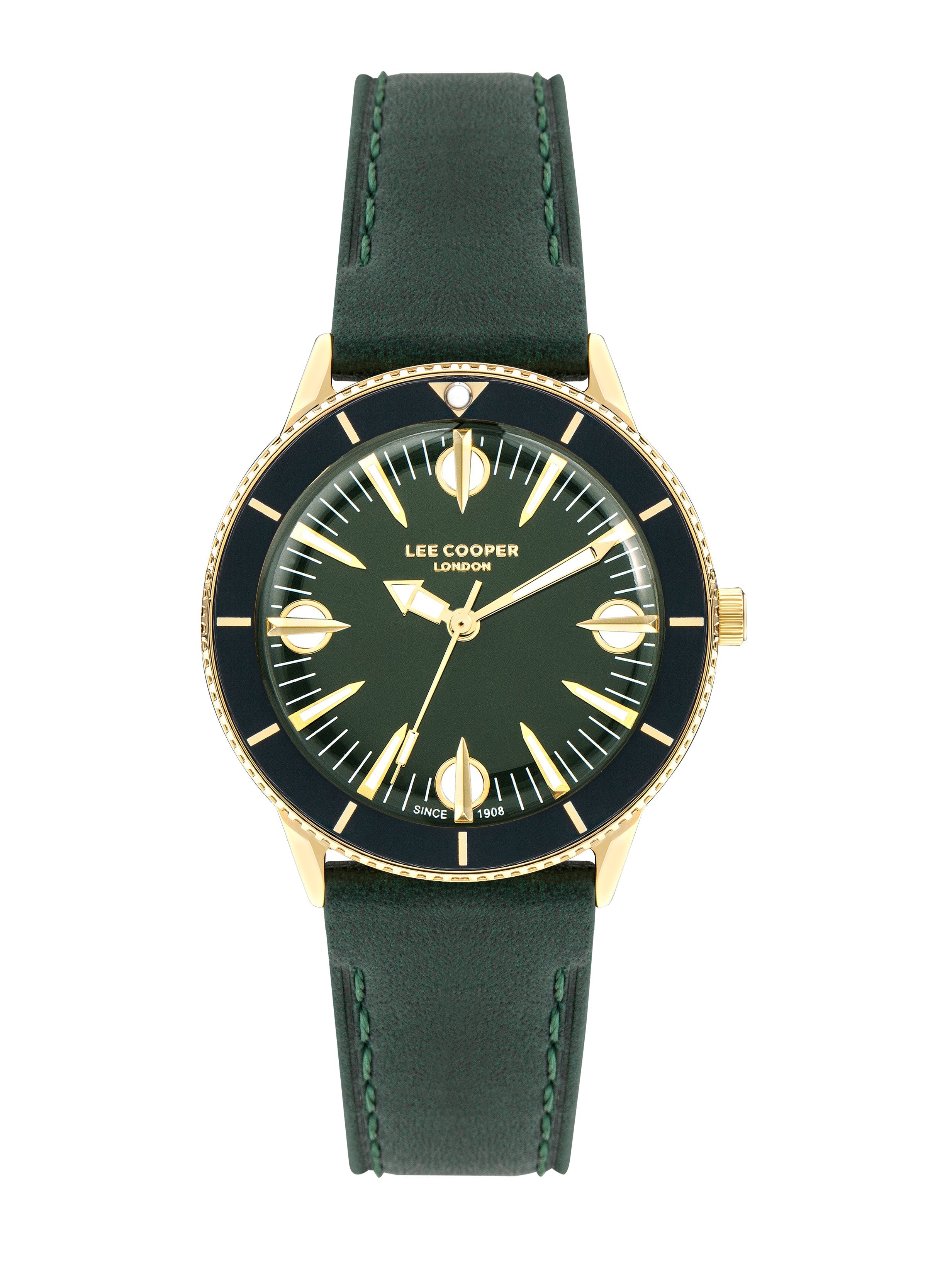 Lee Cooper LC07932.177 women's 36mm watch with green dial and green leather strap