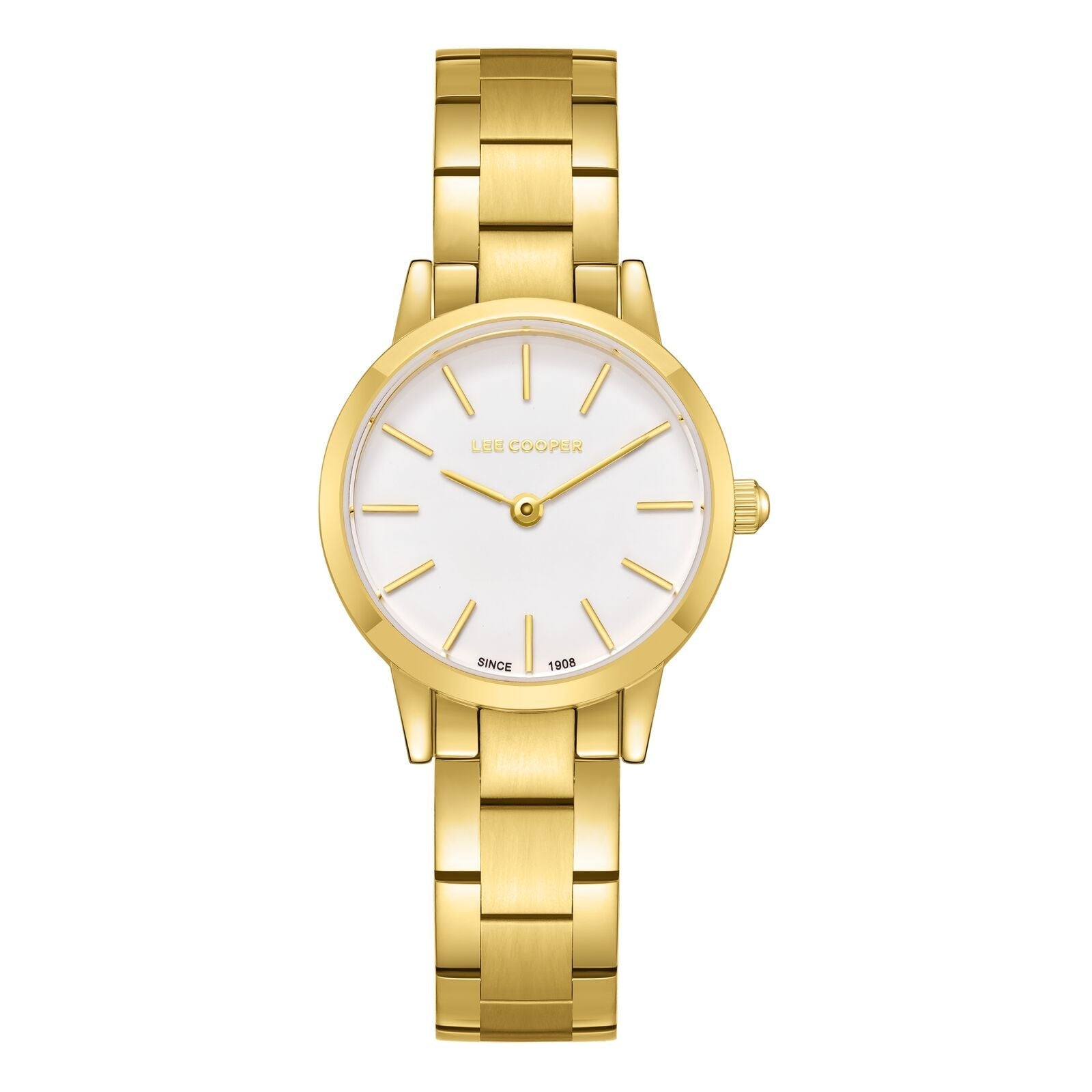 Lee Cooper LC08098.120 gold watch with white MOP dial and crystal hour markers