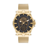 Lee Cooper Men’s Gold Analog Skull Dial Mesh Strap Watch – LC07587.150 - Watch