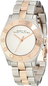 Marc By Marc Jacobs Blade Rose Gold Tone Bezel Silver Dial Two Tone Women's Watch MBM3129 - The Watches Men & CO