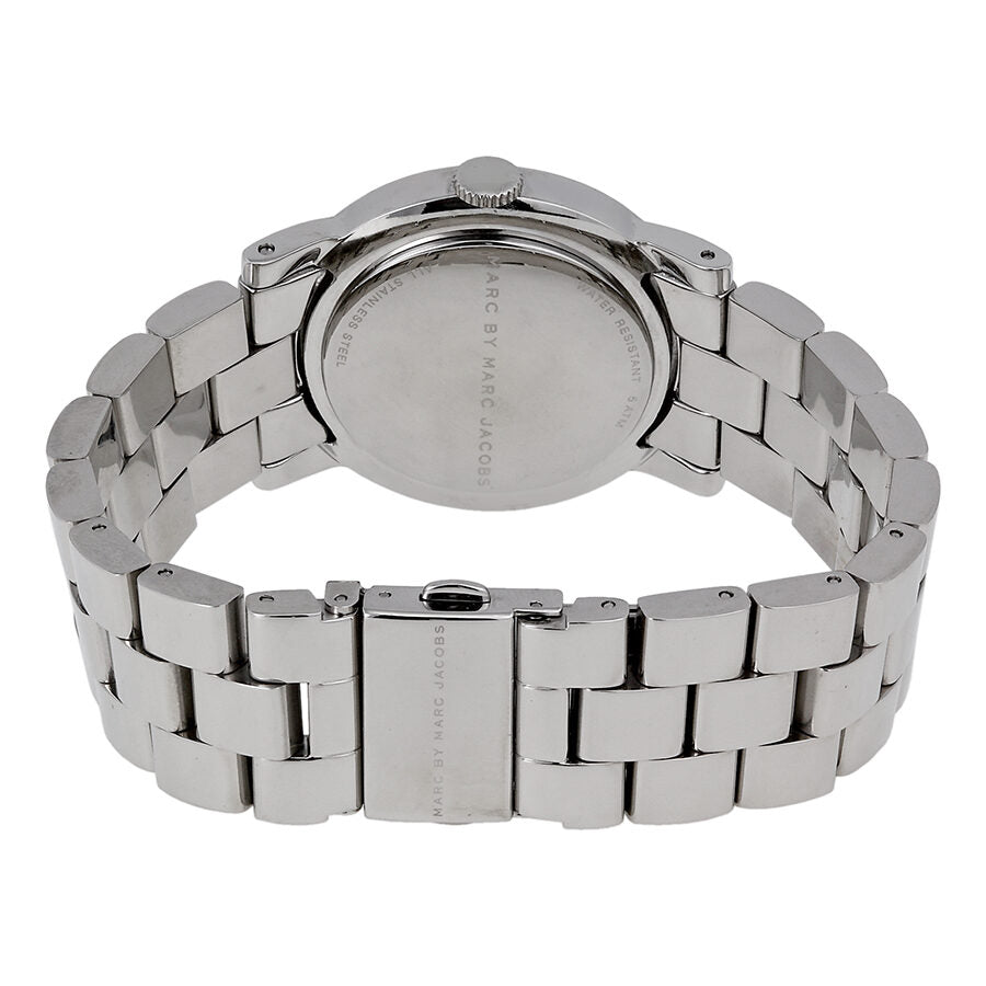 Stainless steel watch caseback with Marc by Marc Jacobs branding