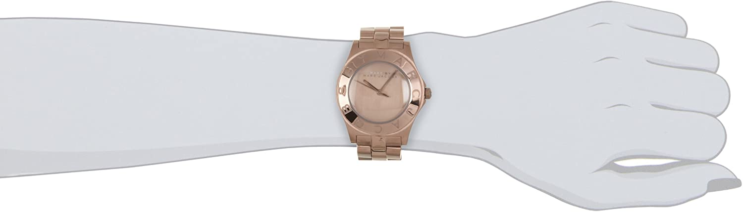 Marc by Marc Jacobs Amy rose gold women's watch displayed on wrist