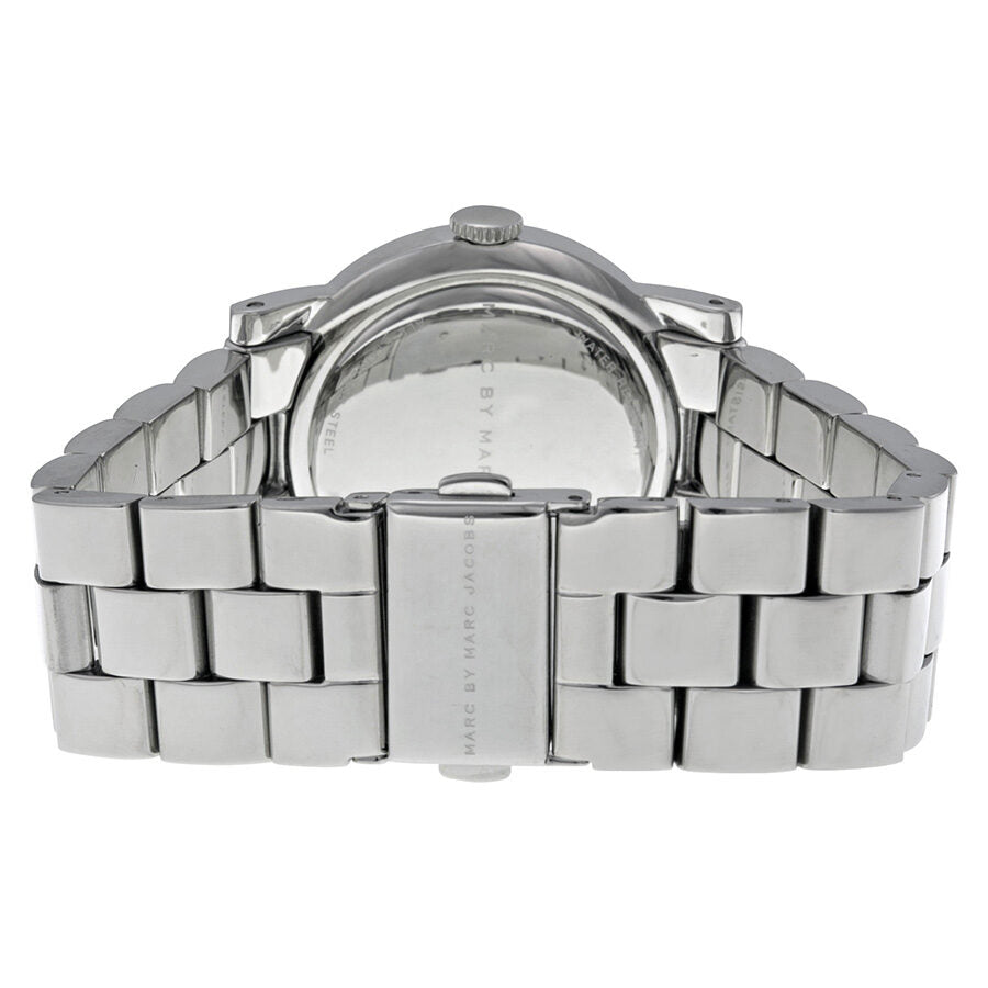 Caseback view of Marc by Marc Jacobs Amy watch showing transparent case back design