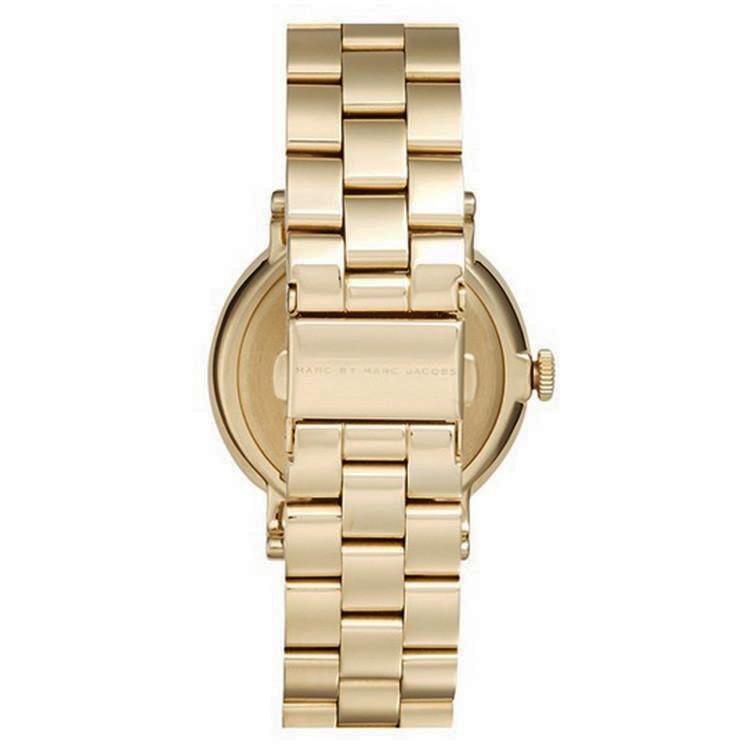 Back of Marc By Marc Jacobs Amy stainless steel watch showing caseback