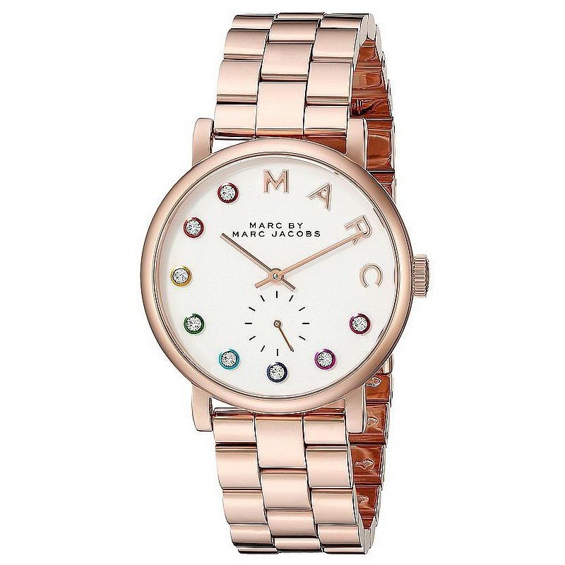 Marc by Marc Jacobs Baker white dial ladies watch with rose gold case and bracelet