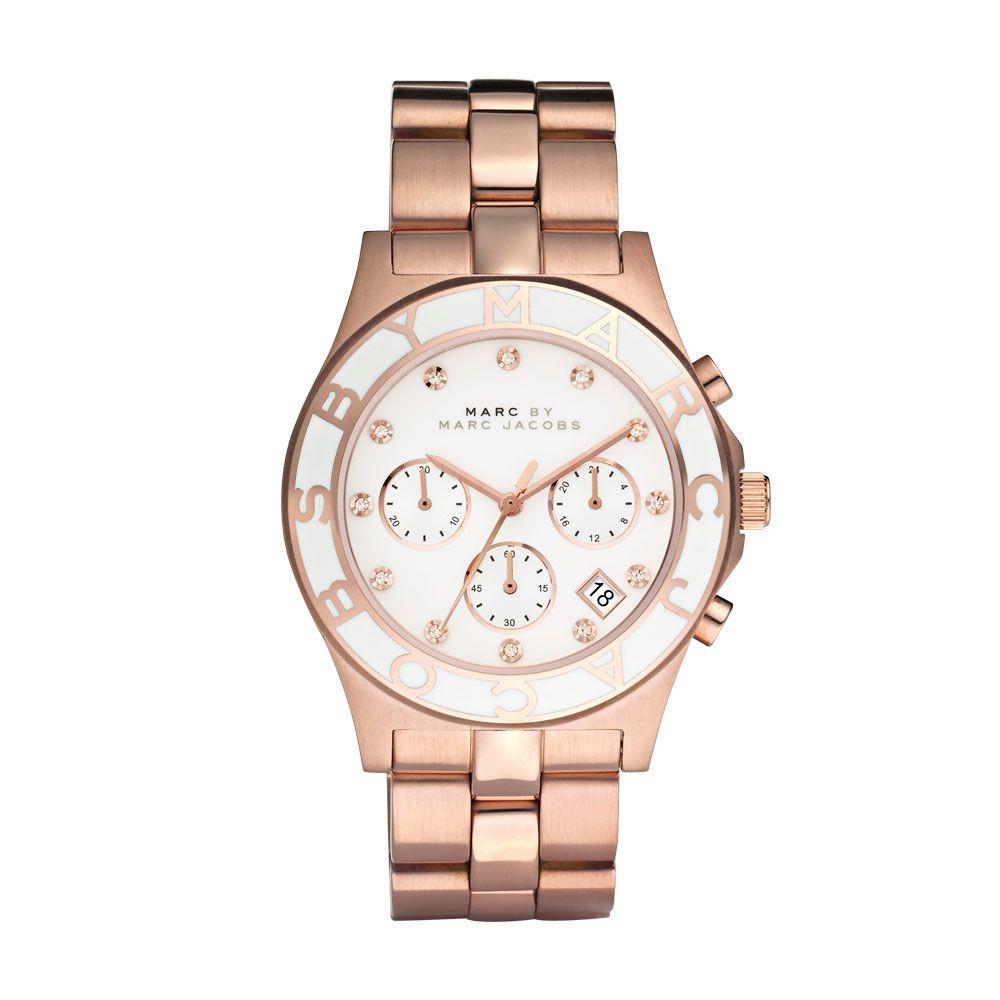 Marc by Marc Jacobs Blade rose gold chronograph ladies watch with white dial and rose gold bracelet