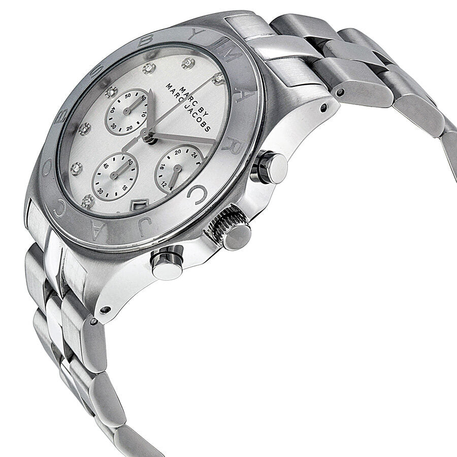 Marc by Marc Jacobs Blade MBM3100 watch side view with tapered steel bracelet