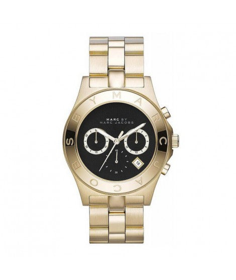 Marc By Marc Jacobs Blade chronograph watch with black dial and gold-tone case
