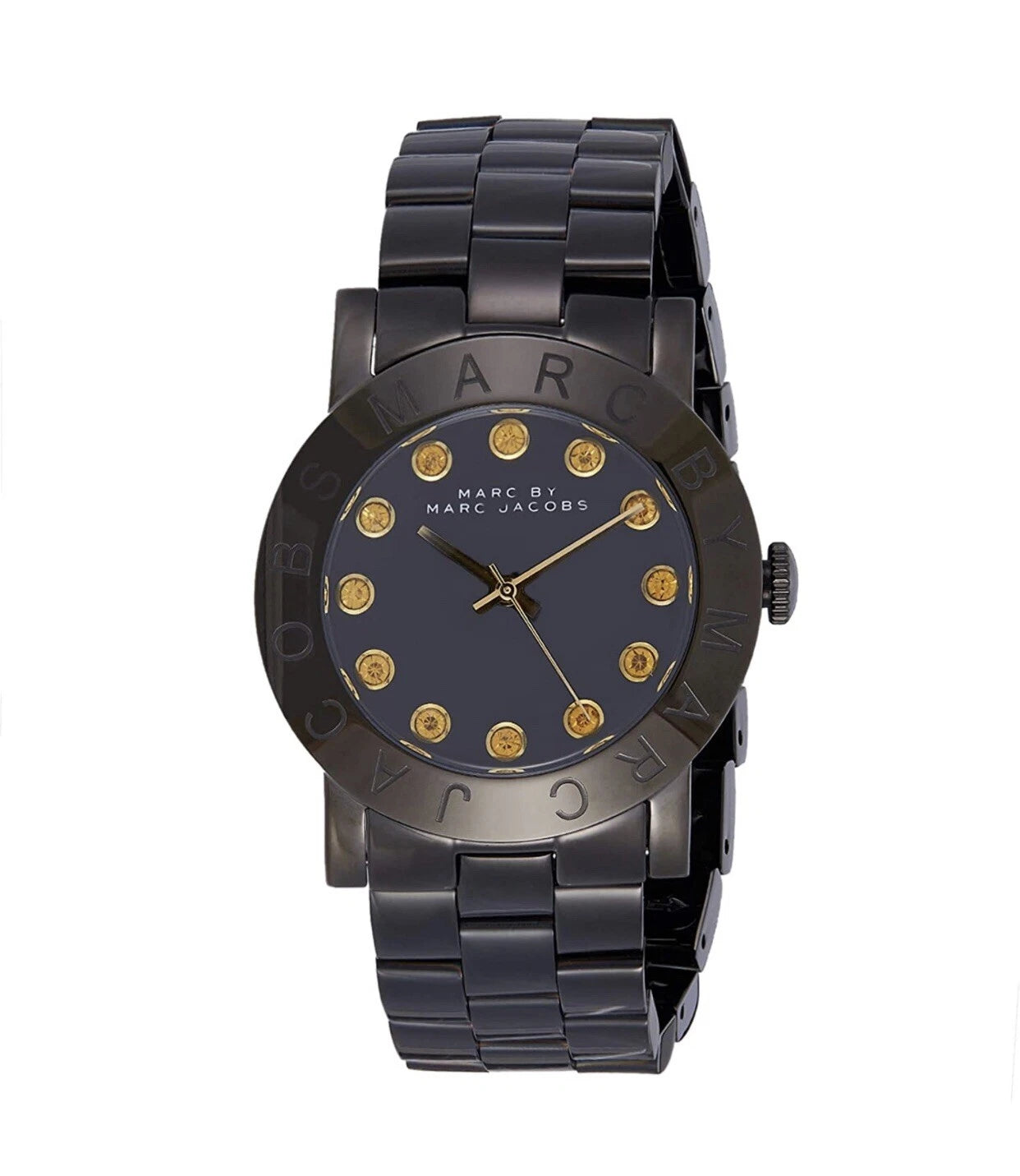 Marc By Marc Jacobs Blade black stainless steel women's watch with gold hour markers on black dial