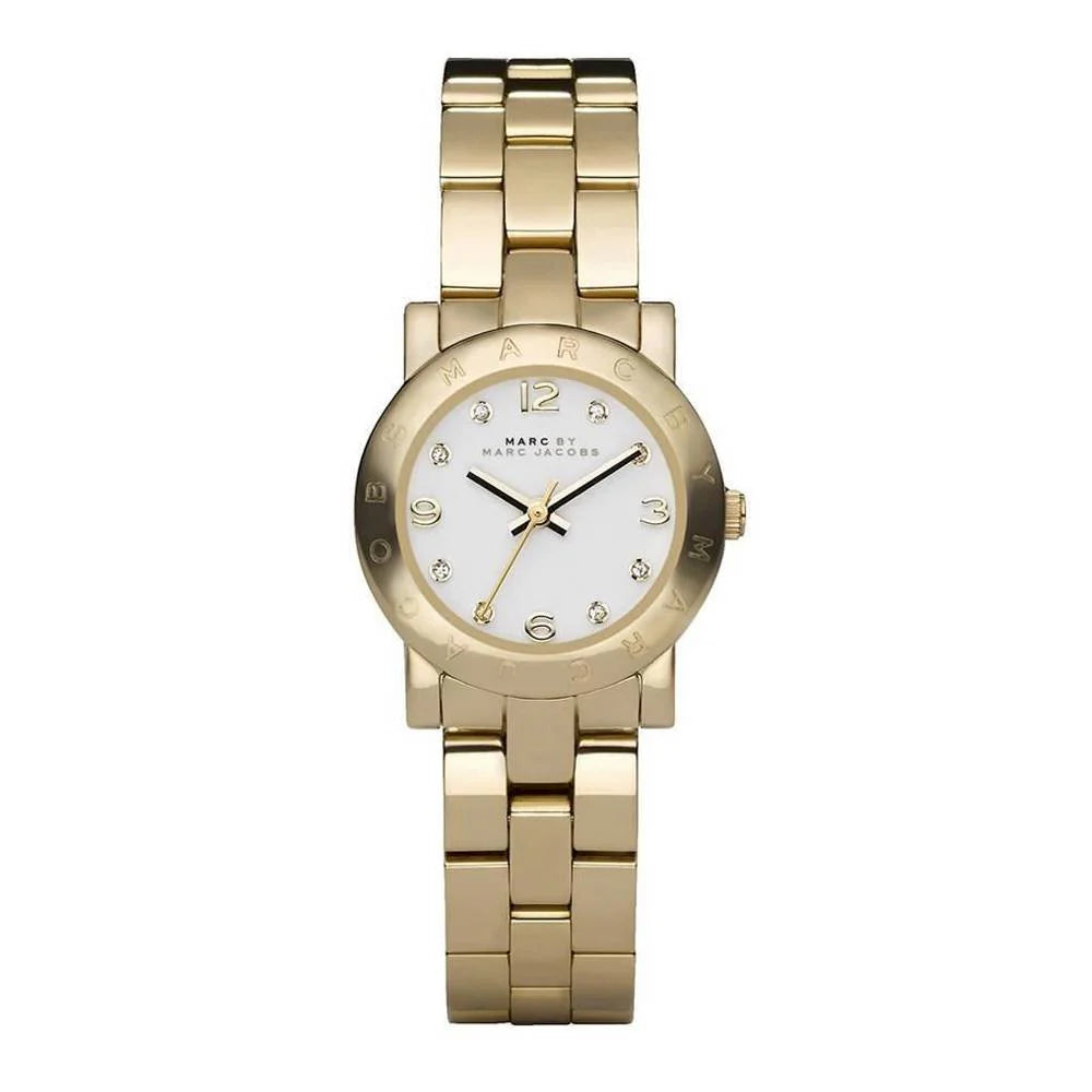 Marc by Marc Jacobs Mini Amy gold-tone watch with white dial and diamond markers