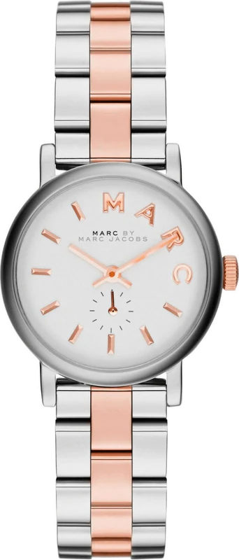 Marc by Marc Jacobs Baker white dial ladies watch with two-tone silver and rose gold bracelet