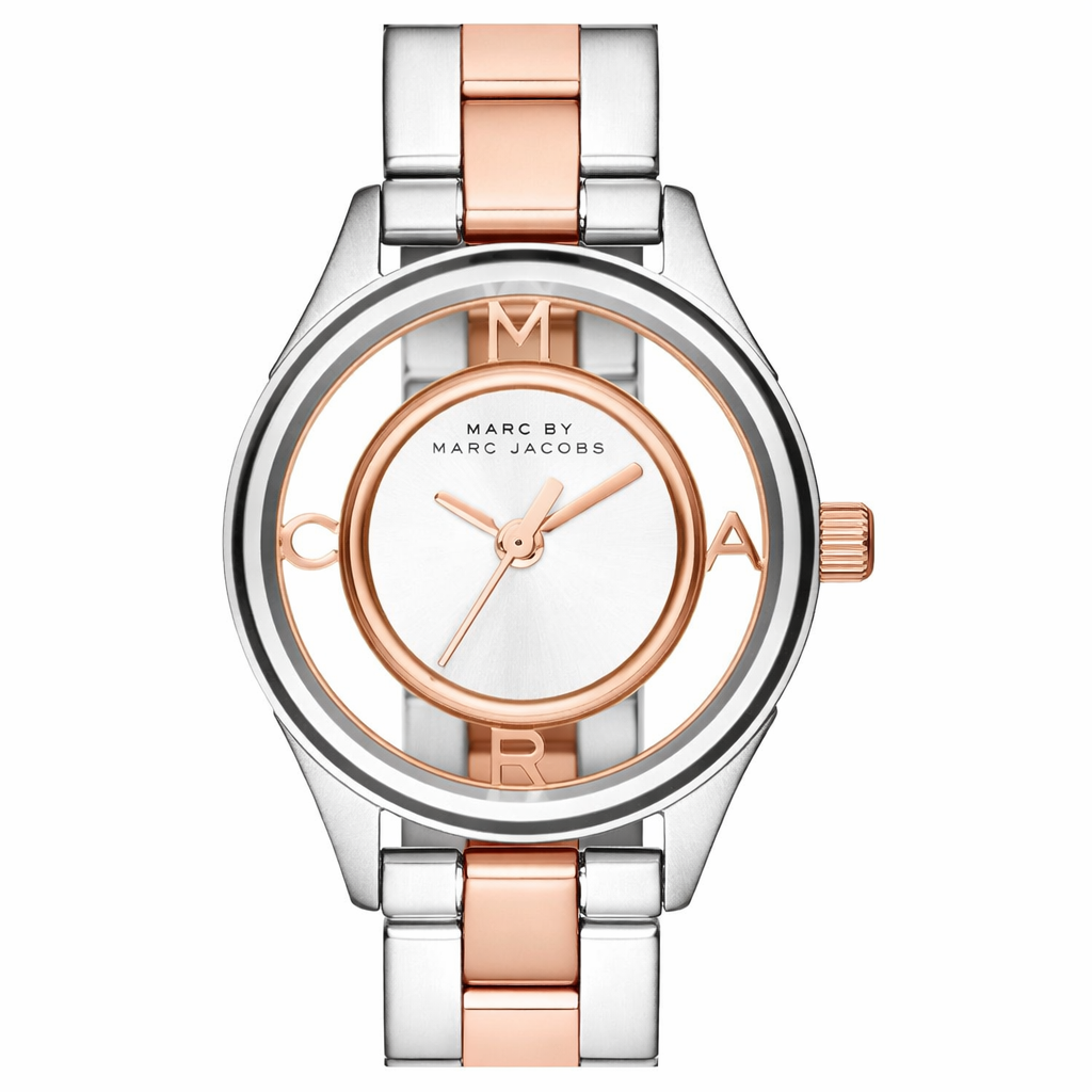 Marc by Marc Jacobs MBM3418 two-tone watch with transparent white dial and rose gold accents