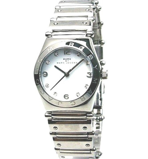 Marc by Marc Jacobs MBM8518 women's watch three-quarter view showing stainless steel bracelet