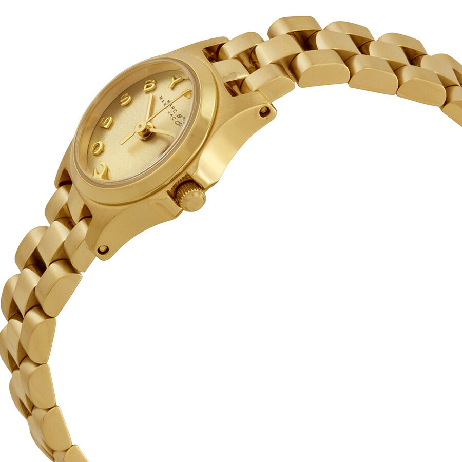 Marc by Marc Jacobs Henry Dinky watch with champagne dial and gold-tone bracelet angled view