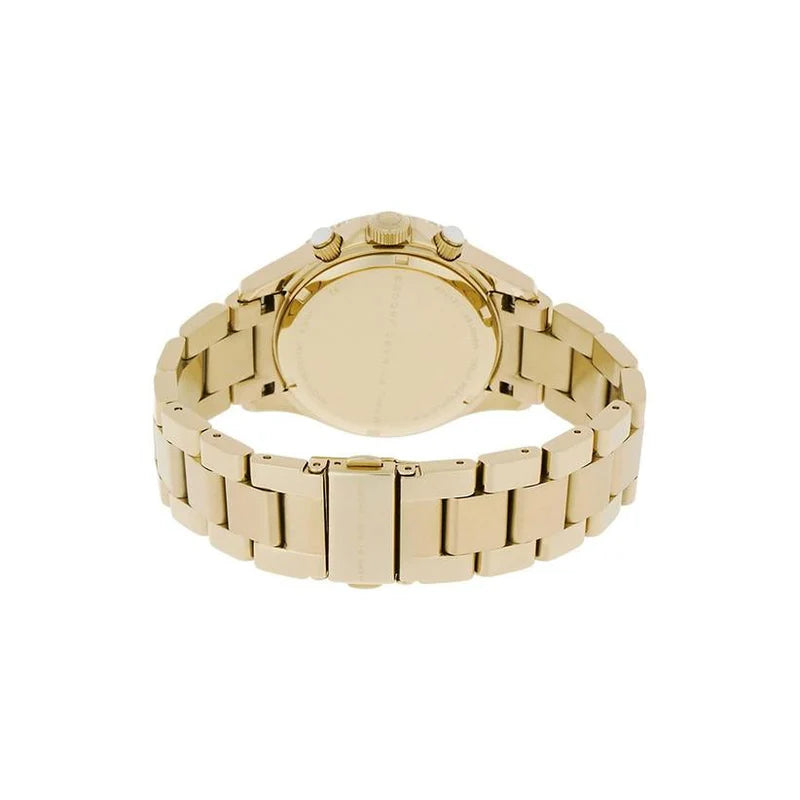 Case back view of Marc by Marc Jacobs Baker gold-tone watch