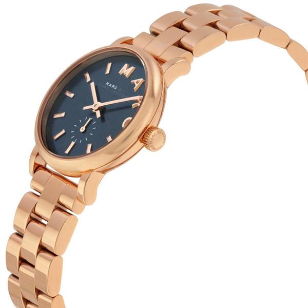 Marc by Marc Jacobs Baker MBM3332 navy dial rose gold-plated watch three-quarter view