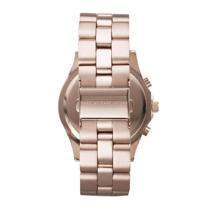 Marc by Marc Jacobs Blade MBM3102 rose gold watch caseback and bracelet view