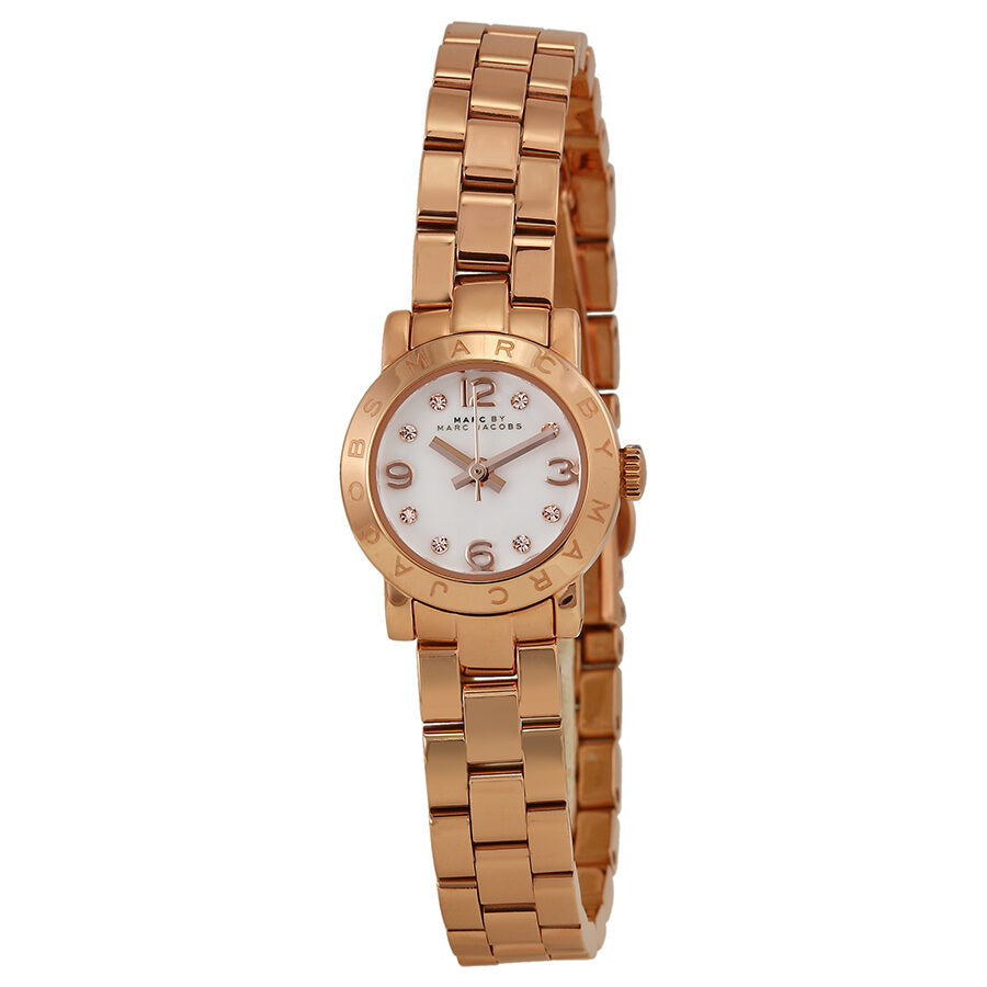 Amy Dinky rose gold watch with white dial and rose gold-tone bracelet