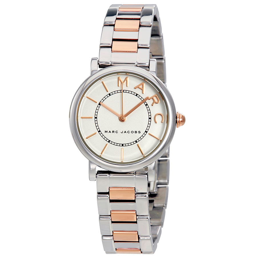 Marc Jacobs Roxy MJ3551 two-tone bracelet with silver dial angle view