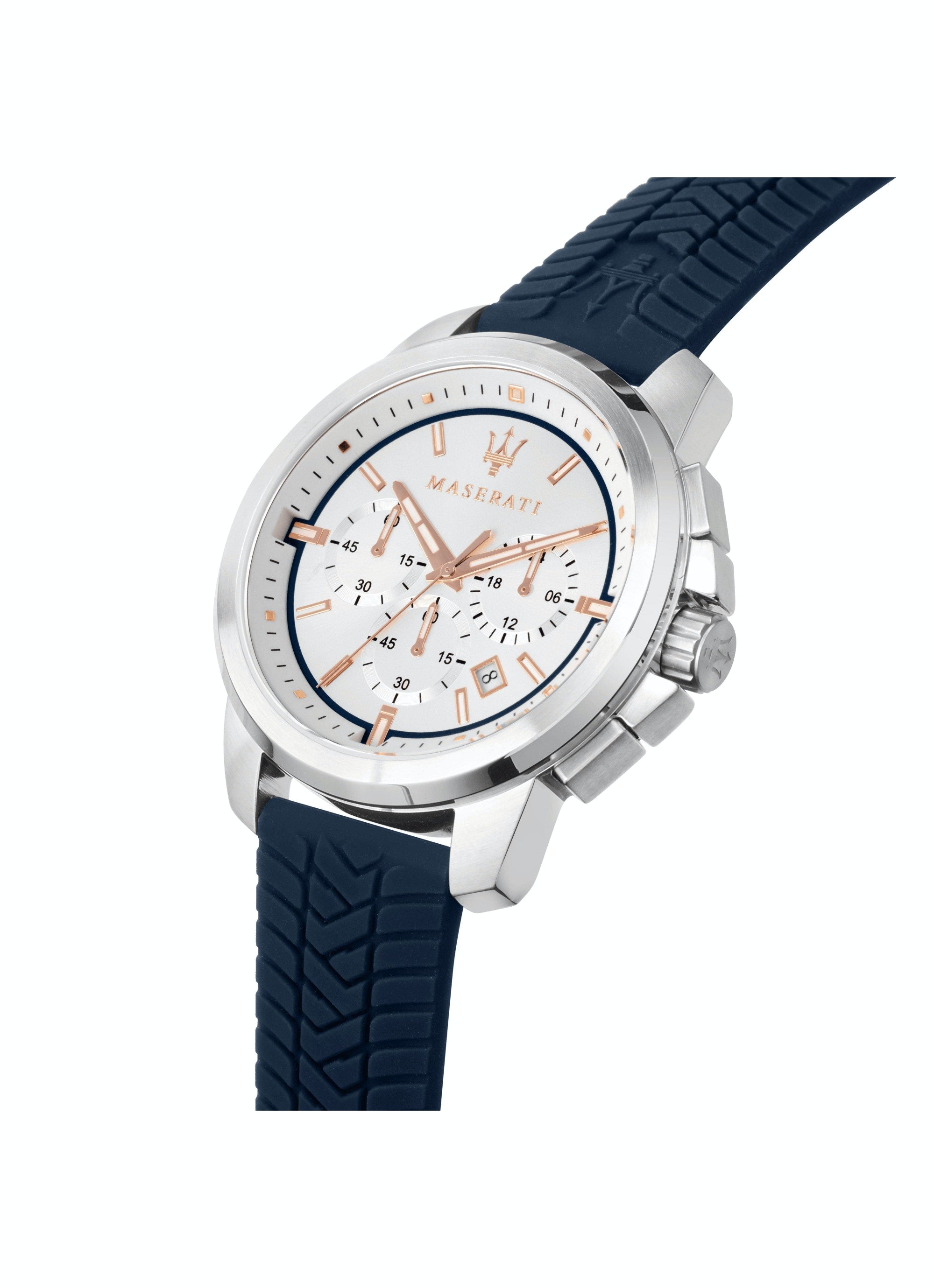 Maserati 44mm CHR W/Silver Dial Blue Strap Men’s Watch R8871621013 - Watch