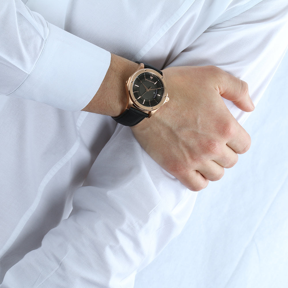 Maserati Circuito Black Dial Black Leather Men’s Watch R8851127001 - Watch