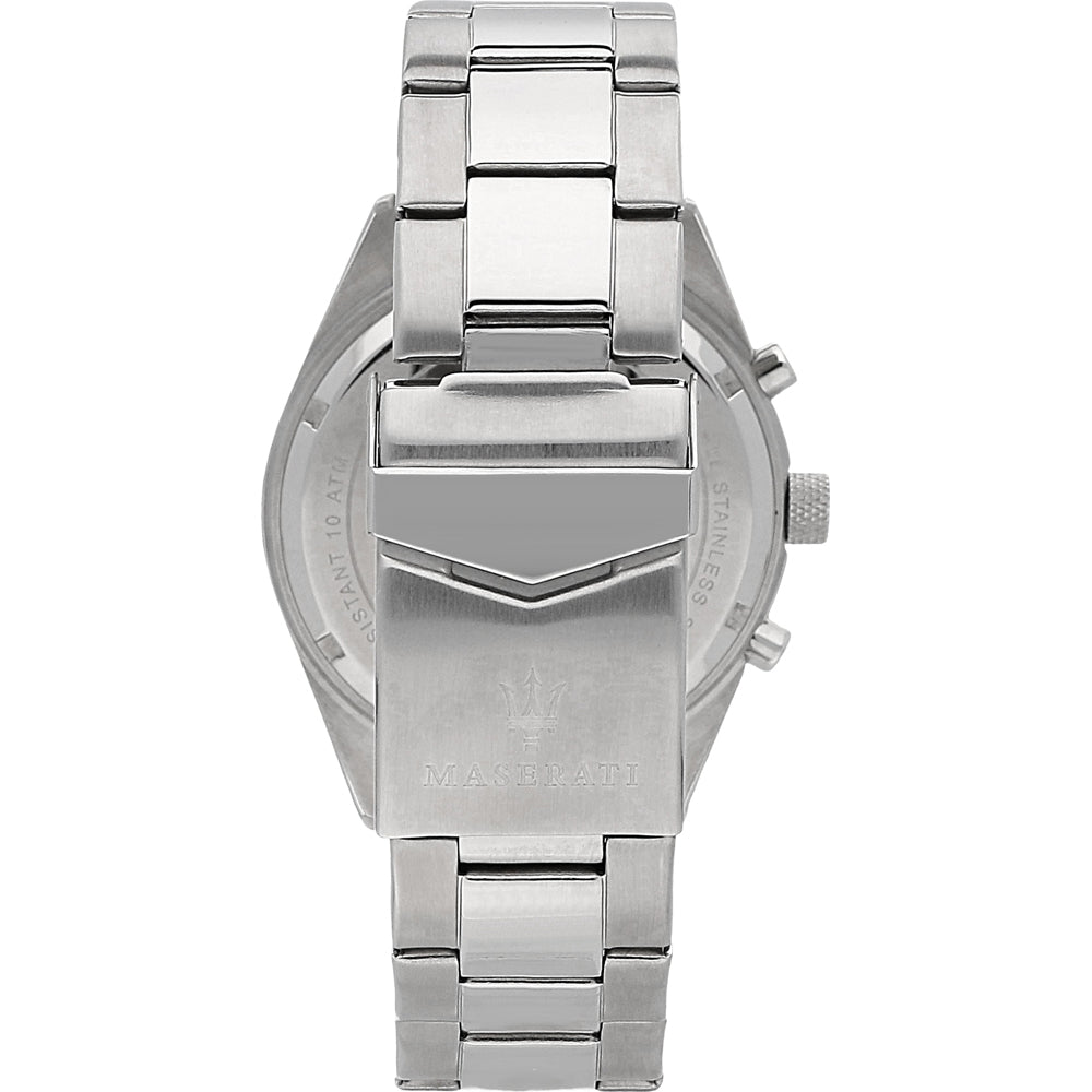Maserati Competizione watch caseback view showing stainless steel case back with Maserati branding