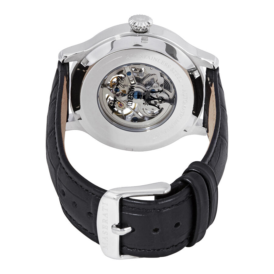 Maserati Epoca watch from above displaying skeleton movement and automatic mechanism