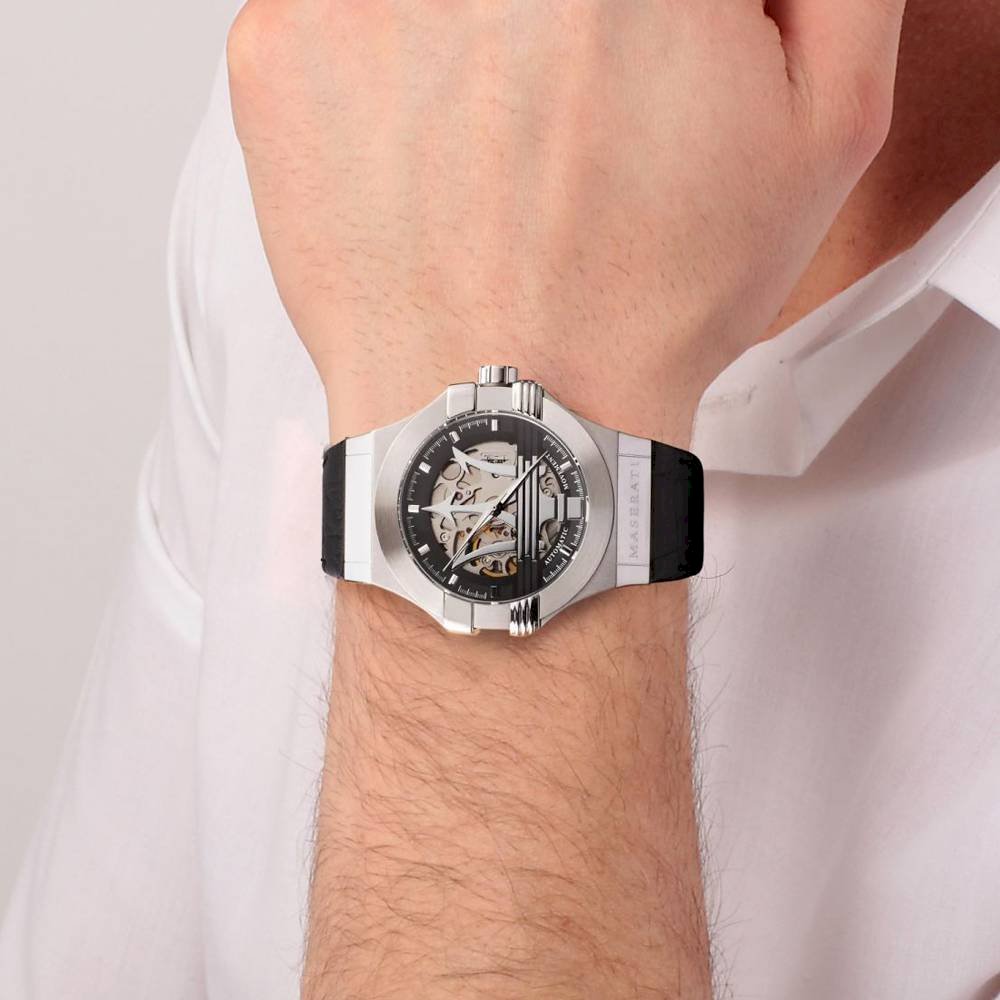 Maserati Potenza Automatic Black Skeleton Dial Men’s Watch R8821108038 - Watch