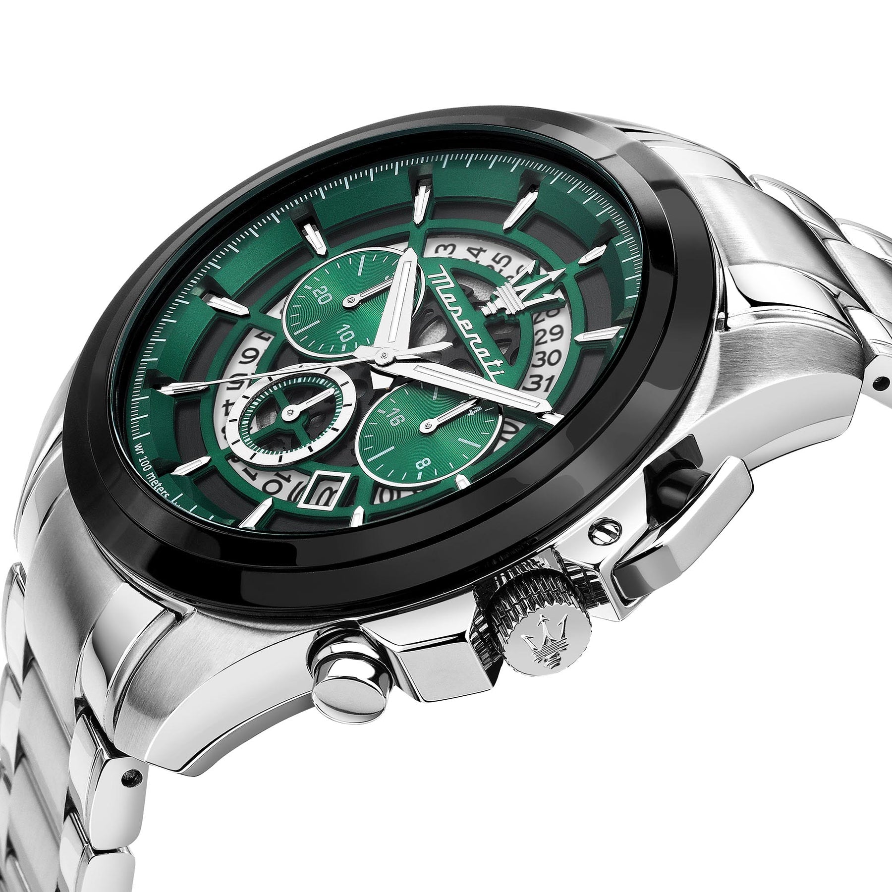 Maserati Traguardo Chronograph Green Dial Silver Stainless Steel Men’s Watch R8873612060