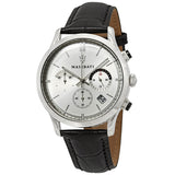 Maserati Ricordo Silver Dial Black Leather Men's Watch R8871633001 - The Watches Men & CO