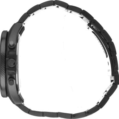 Side view of Maserati Sfida black stainless steel bracelet and case profile