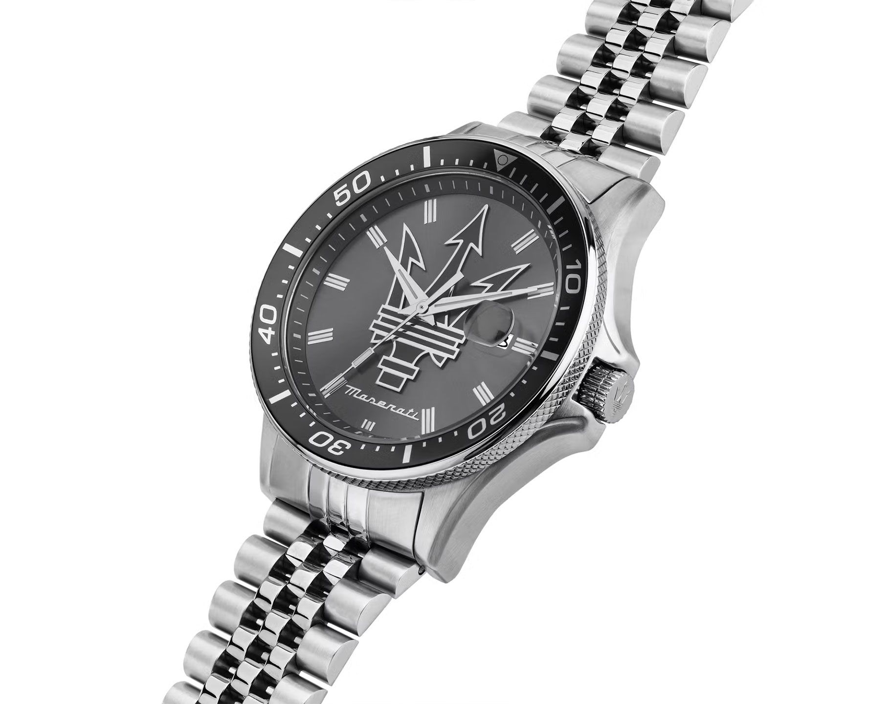 Maserati Sfida Gunmetal Dial Date Window Silver Men's Watch R8853140010