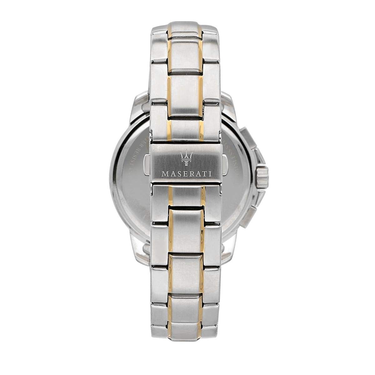 Maserati Successo caseback view showing two-tone stainless steel bracelet and case back