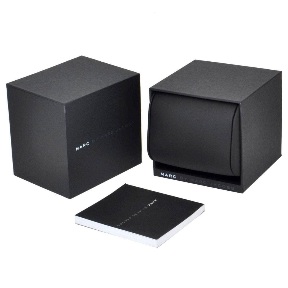 Marc by Marc Jacobs Blade watch packaging with black box and branded card