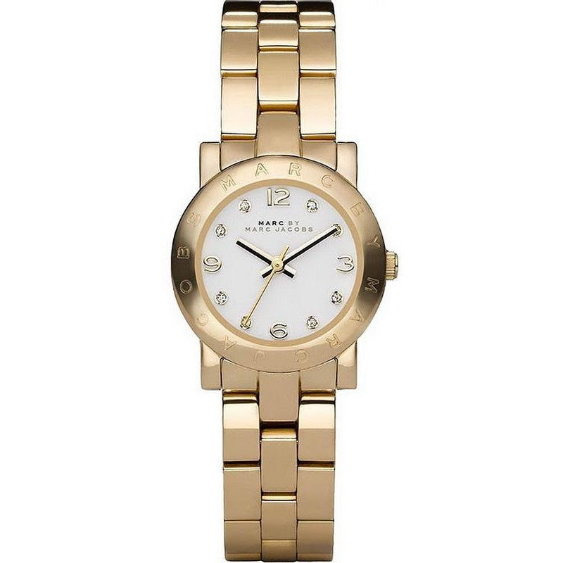 Marc By Marc Jacobs Amy Dinky white dial gold watch with crystal markers and gold-tone bracelet