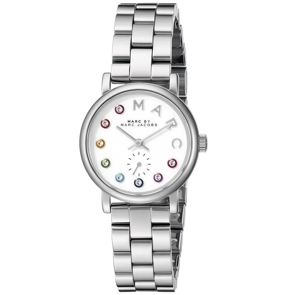 Marc by Marc Jacobs Baker MBM3420 silver dial watch with multicolor crystal markers