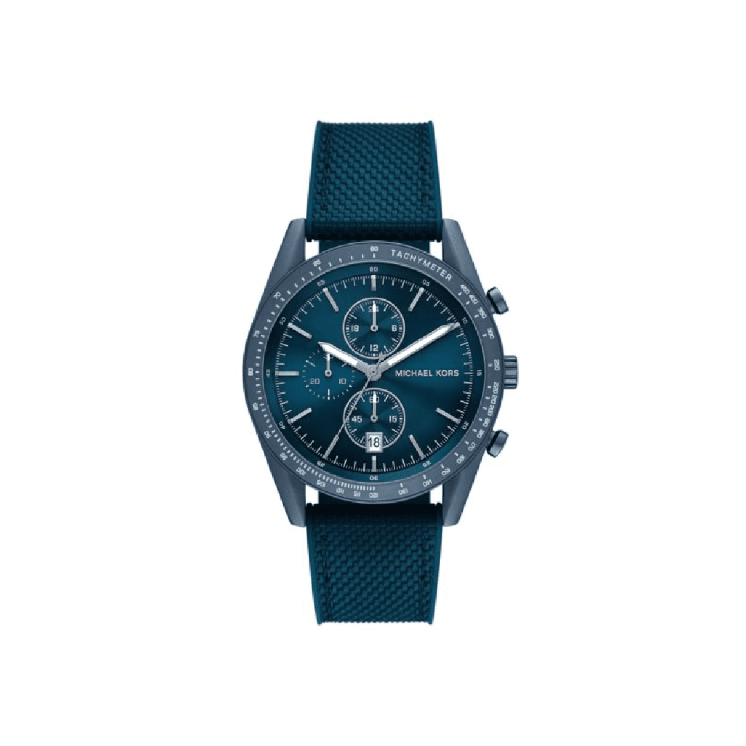 Michael Kors Accelerator MK9142 chronograph watch with blue dial and blue nylon strap