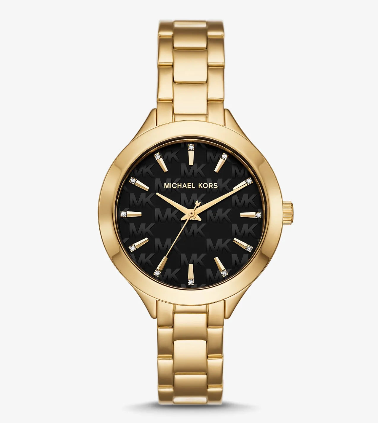 Michael Kors Aspyn gold-tone women's watch with black dial and gold bracelet