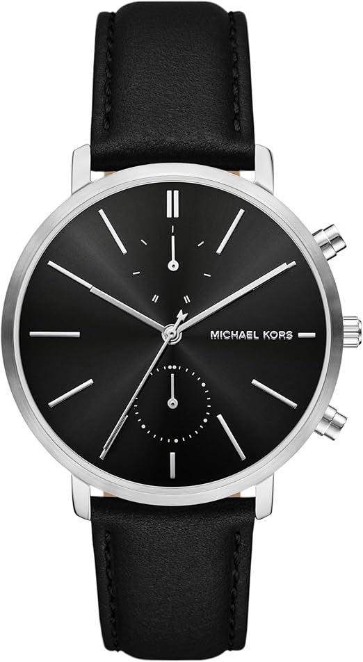 Michael Kors Blake men's chronograph watch with black dial and silver stainless steel case