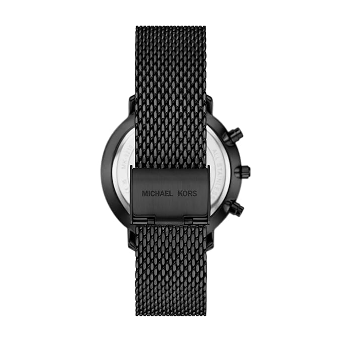 Michael Kors Blake watch caseback showing mesh strap attachment