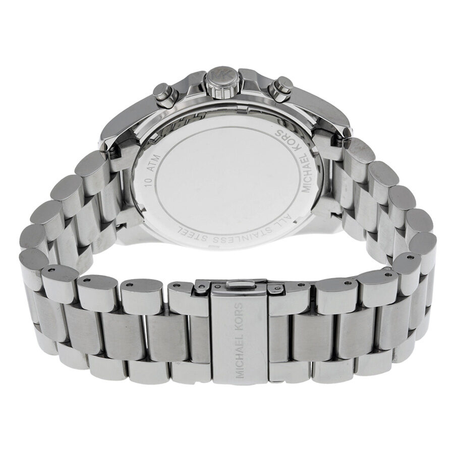 Michael Kors Bradshaw Chronograph stainless steel caseback and bracelet view