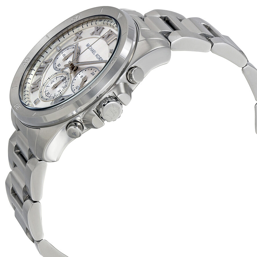 Side angle view of Brecken chronograph watch showing case profile and subdials