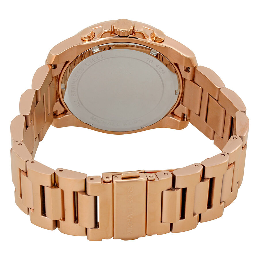 Michael Kors Brecken MK8563 rose gold bracelet watch caseback view